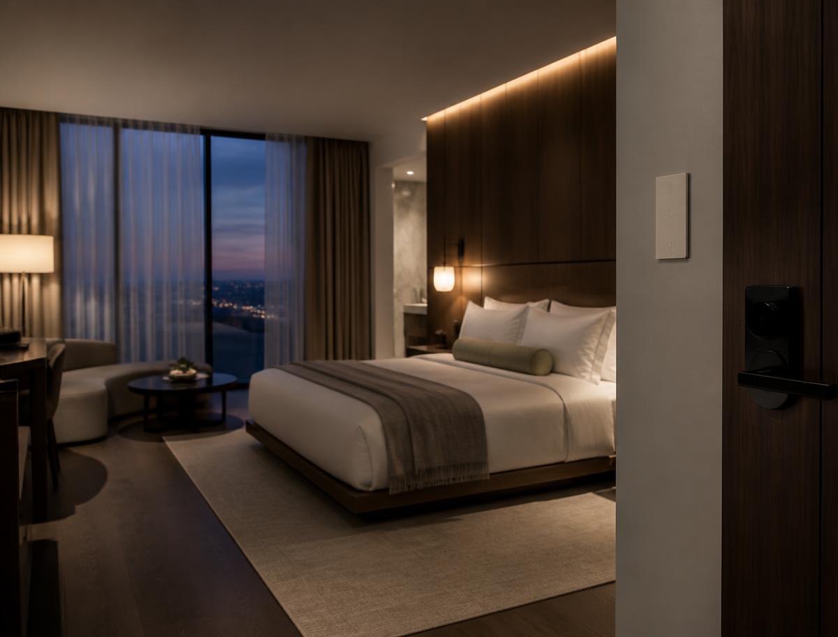 Hospitality environment with integrated integrated building technology