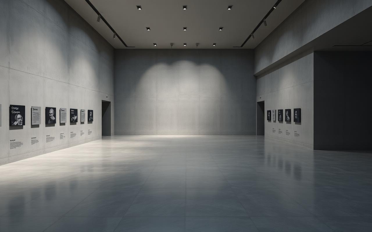 Plain empty museum gallery before transformation