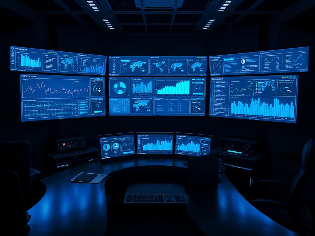 Signage content management dashboard monitoring a national screen network