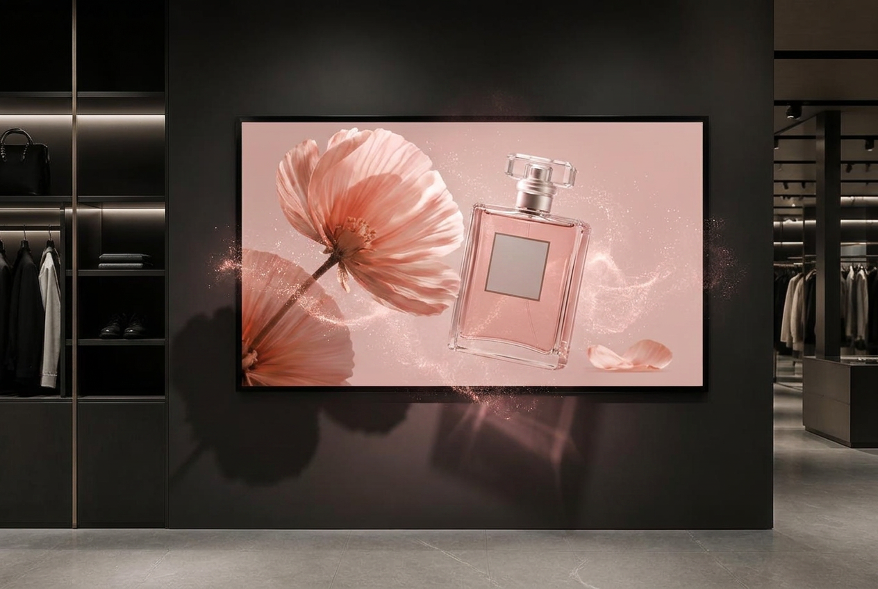 The same advertisement rebuilt as a spatial experience with dimensional depth