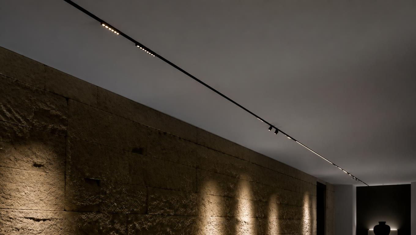 Recessed track installed across a gallery ceiling