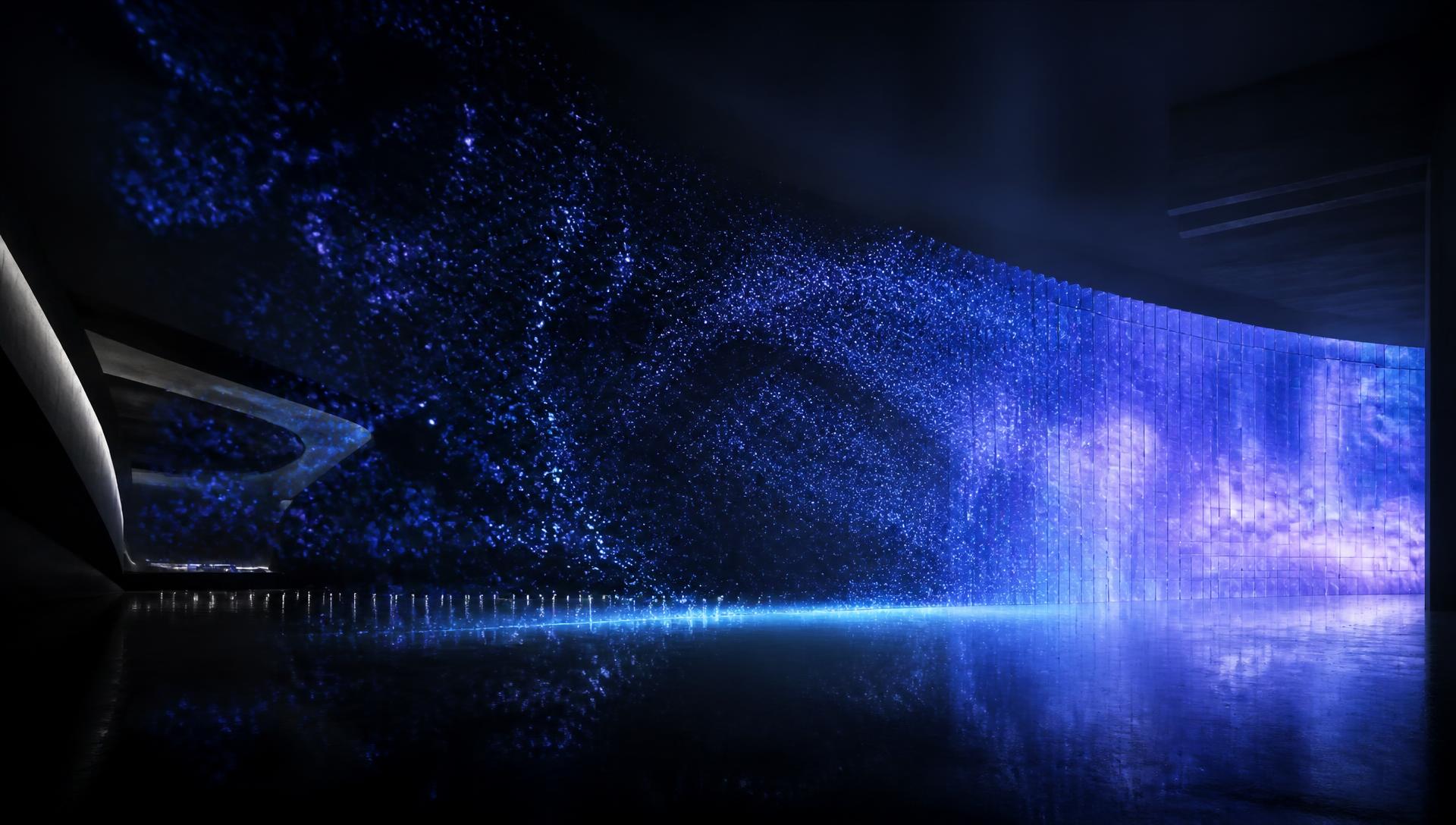 CaesarTechs future vision film — quantum particles forming an LED wall