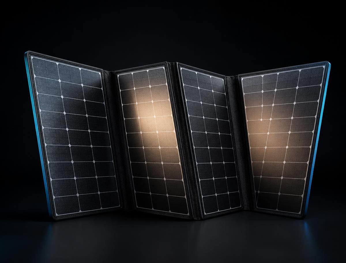 Folding portable solar array studio render