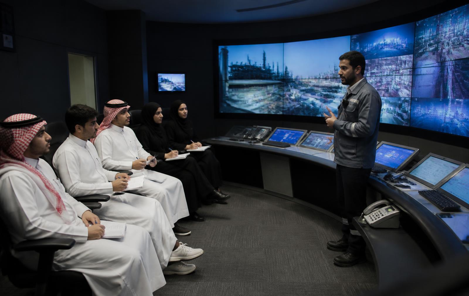 Students attending a control-room technology session